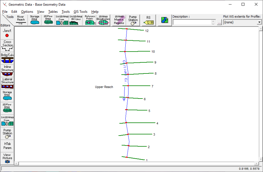 River System Schematic for Base Geometry Data