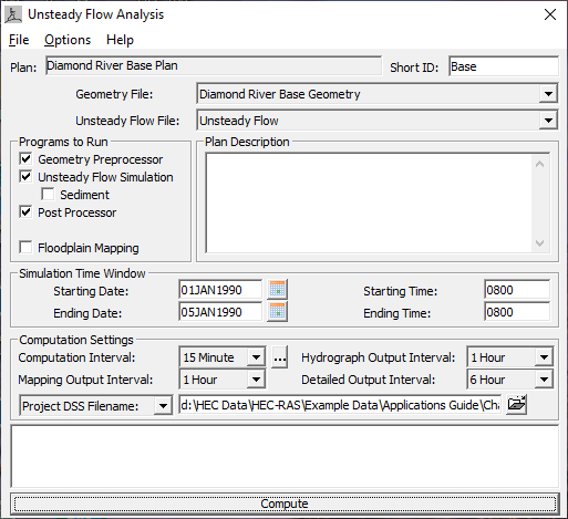 Unsteady Flow Analysis Window