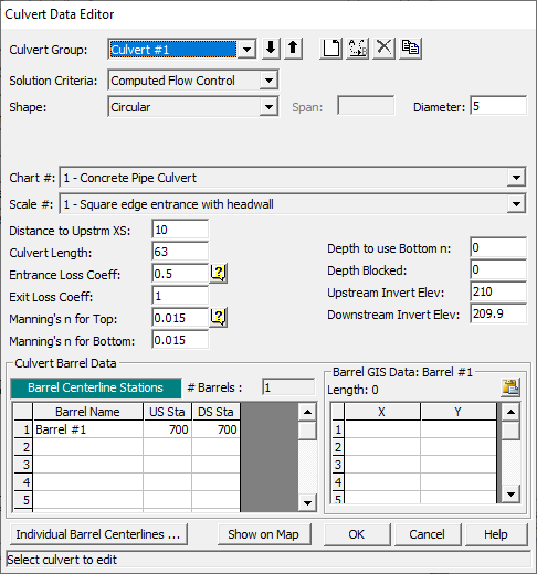Inline Culvert Data Editor