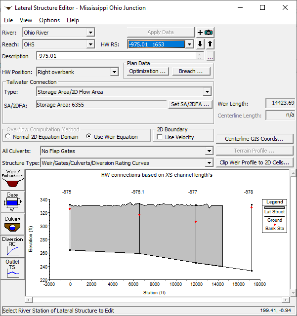 Lateral Weir Data Editor