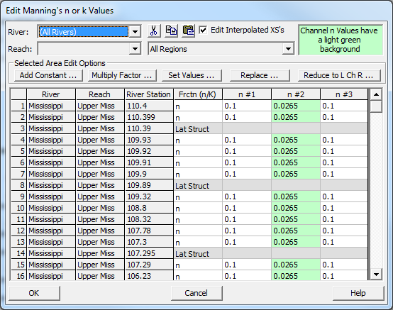 Manning's n Table Editor