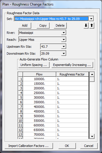 Flow Roughness Factor Editor