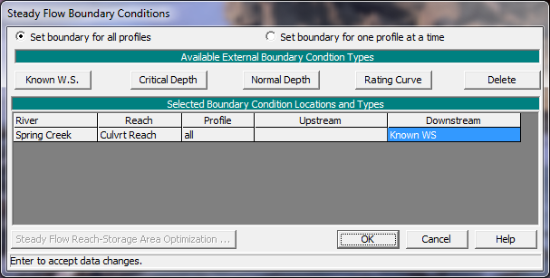 Boundary Conditions Data Editor