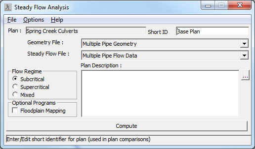 Steady Flow Analysis Window