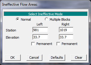 Ineffective Flow Area at River Station 20.238