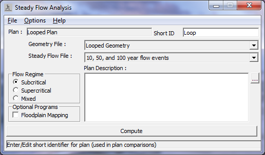 Steady Flow Analysis Window