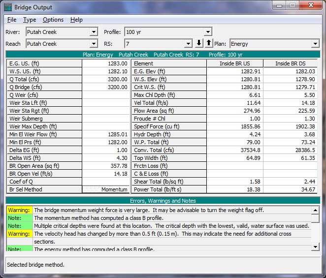 Bridge Type Cross-Section Table for Energy Method