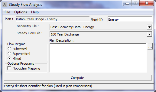 Steady Flow Analysis Window