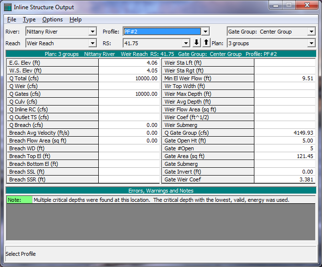 Inline Structure Output Table for Profile 2