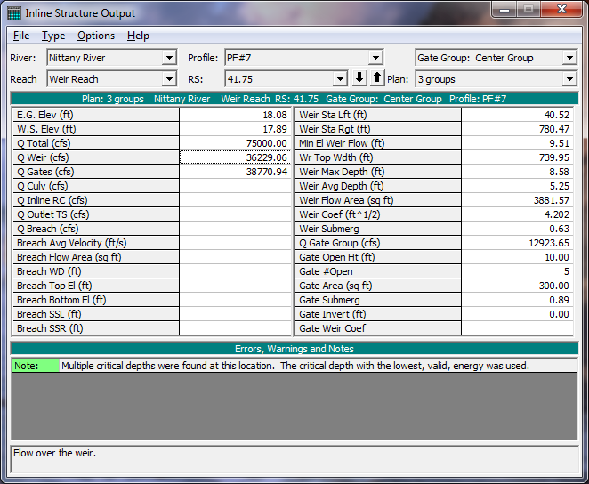 Inline Structure Output Table for Profile 7