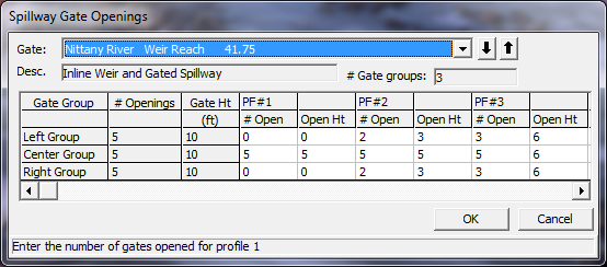 Inline Spillway Gate Openings Editor