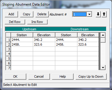 Sloping Abutment Data Editor