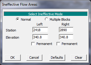 Normal Ineffective Flow Areas for Cross Section 52.38