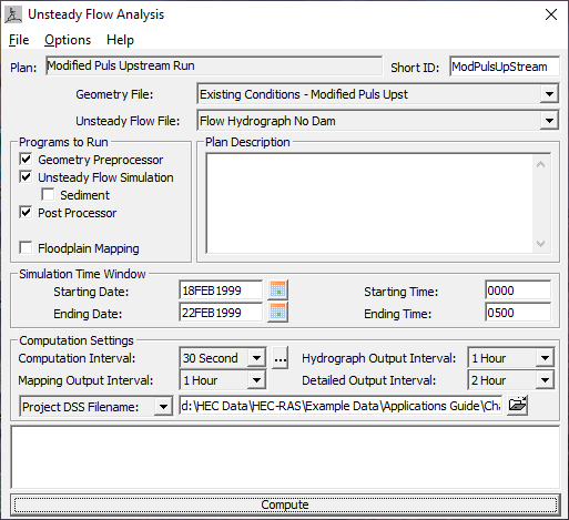 Unsteady Flow Analysis Window