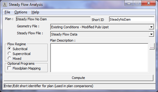 Steady Flow Analysis Window