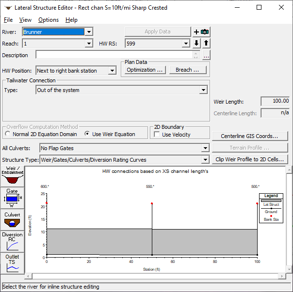 Lateral Weir Data Editor