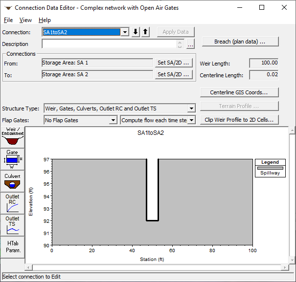 Storage Area Connection Editor for SA 1 to SA 2