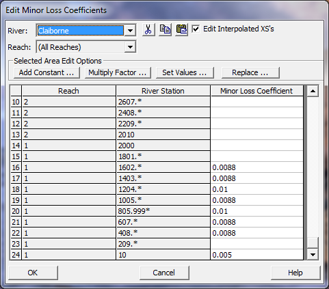 Minor Loss Coefficient Editor