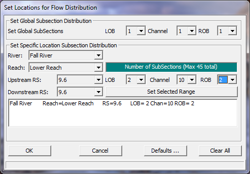 Set Locations for Flow Distribution Window