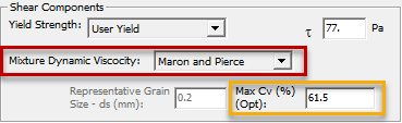 Maron and Pierce is the default Dynamic Viscosity which does not require a user input but does make the Max Cv field editable and will use this value in the analysis.