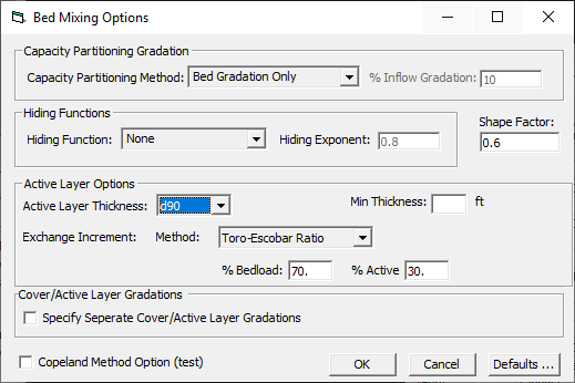 Options for Bed Mixing