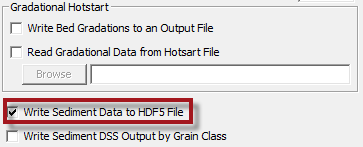 Select the HDF5 sediment output required for the new sediment output viewer.