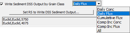 Selecting a Daily Flux DSS sediment output at two cross sections.