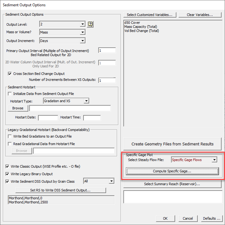 Specific Gage Post Processor