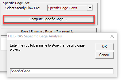 Name the Specific Gage Analysis (which will become the name of the Steady Flow sub-folder).