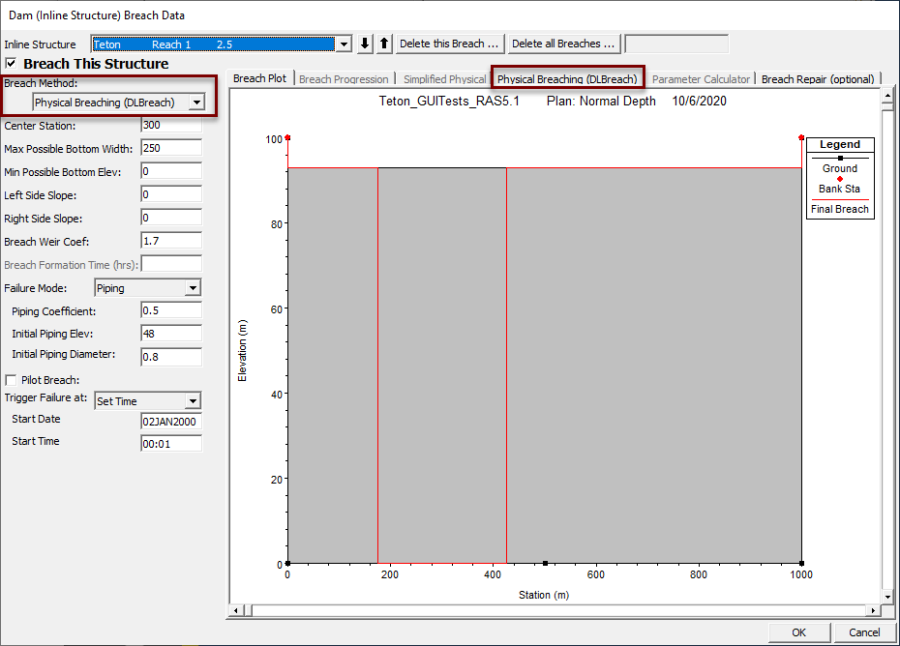 Select Physical Breaching (DLBreach) from the Breach Method drop down to activate the DLBreach tab and parameters.