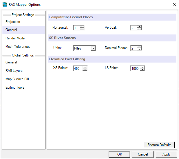 General Project Settings.