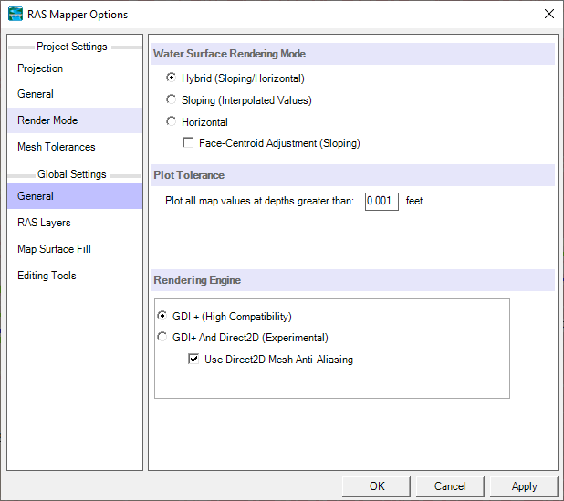 Render Mode Options.