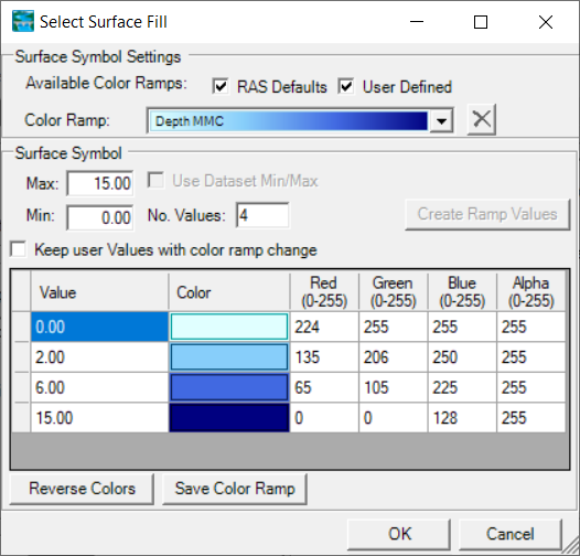 Surface fill properties dialog.