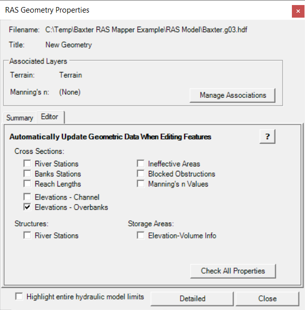 Auto update of Cross Section parameters can be indivually set.