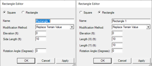 Rectangle Modification Editor.