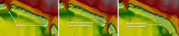 Example using cross section to remove elevation data in the channel.