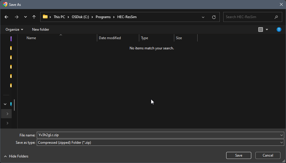Save the unedited filename to a write-access location (e.g., C:/Programs/ResSim)