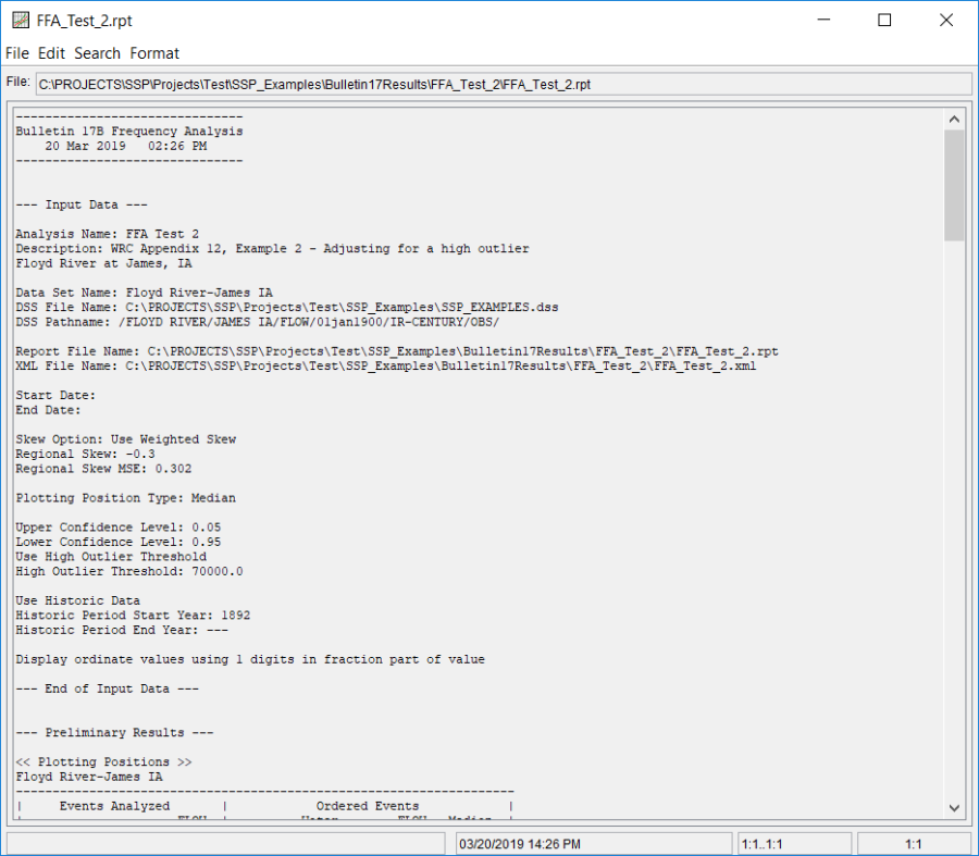 Figure 7. FFA Test 2 Report File