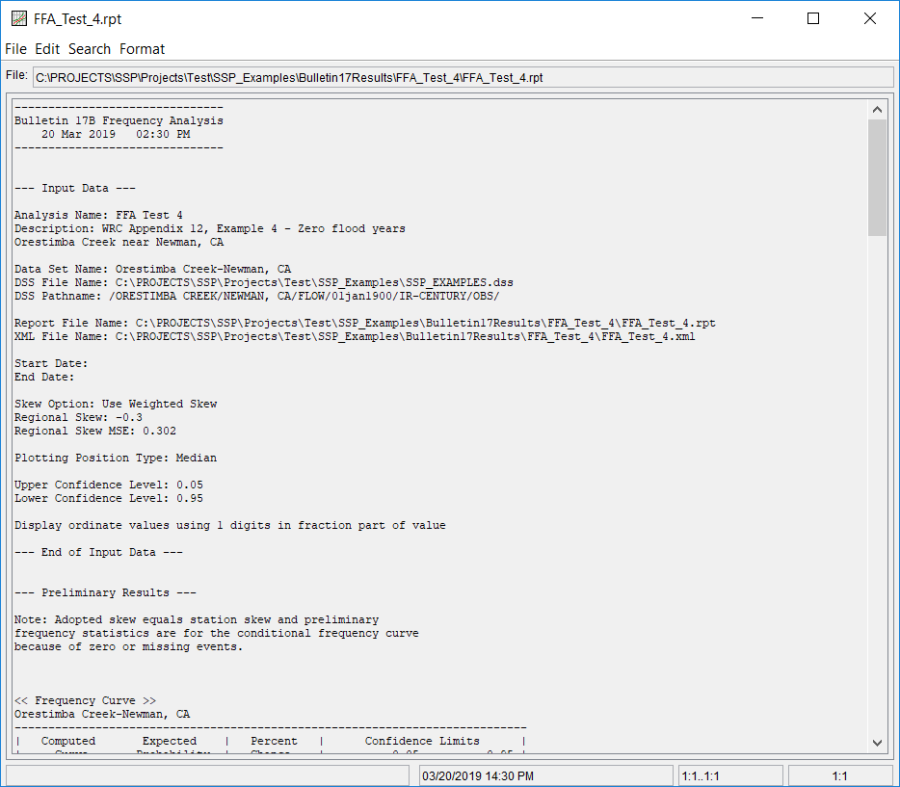 Figure 7. Report File for FFA Test 4