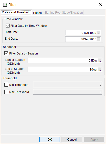 Figure 3. Data Filters Used within Distribution Fitting Test 22.