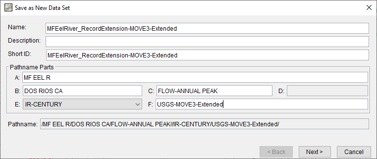 Figure 9. Save As New Data Set Dialog