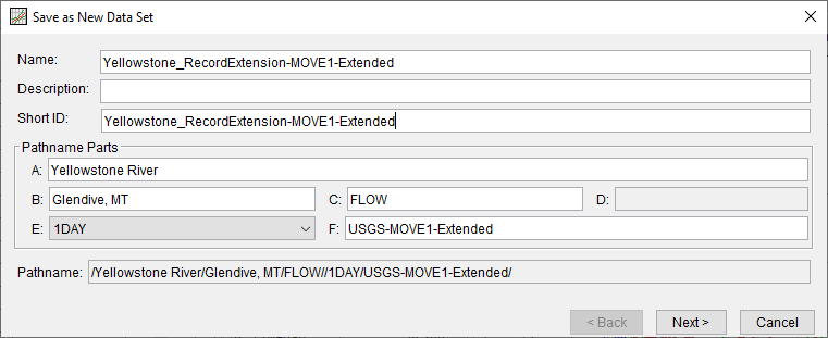 Figure 8. Save As New Data Set Dialog