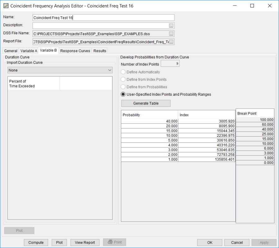 Figure 4. Variable B Tab for Coincident Freq Test 16