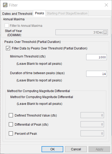 Figure 4. Data Filters Used within Distribution Fitting Test 25.