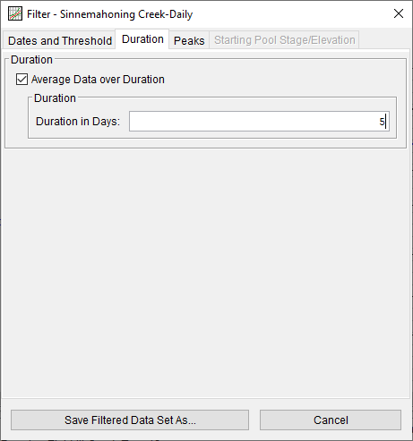 Figure 2. Data Filters Used for Jamestown Temperature