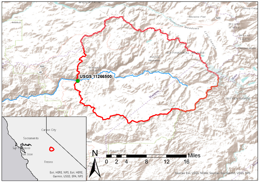 USGS 11266500 Merced River at Pohono Bridge near Yosemite, CA Location