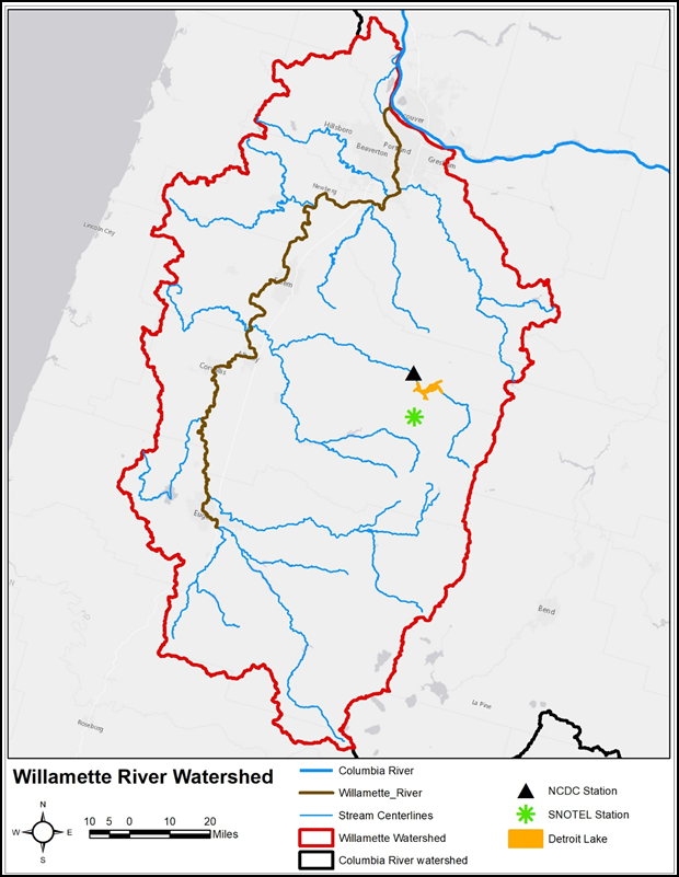 Figure 2. Detroit Lake and Data Source Locations