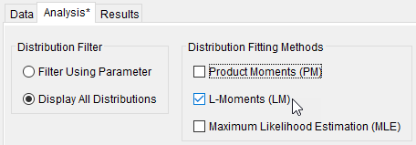 Figure 7. Enabling the Linear Moments Fitting Method