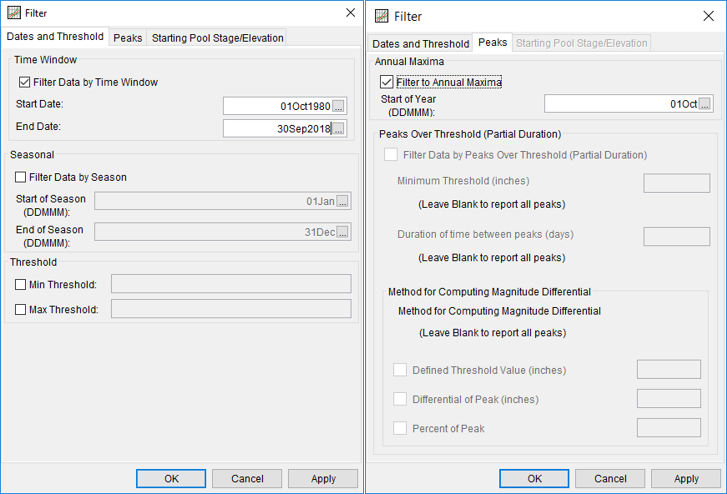 Figure 1. LittleMeadows_SWE_AllSeason Data Filters