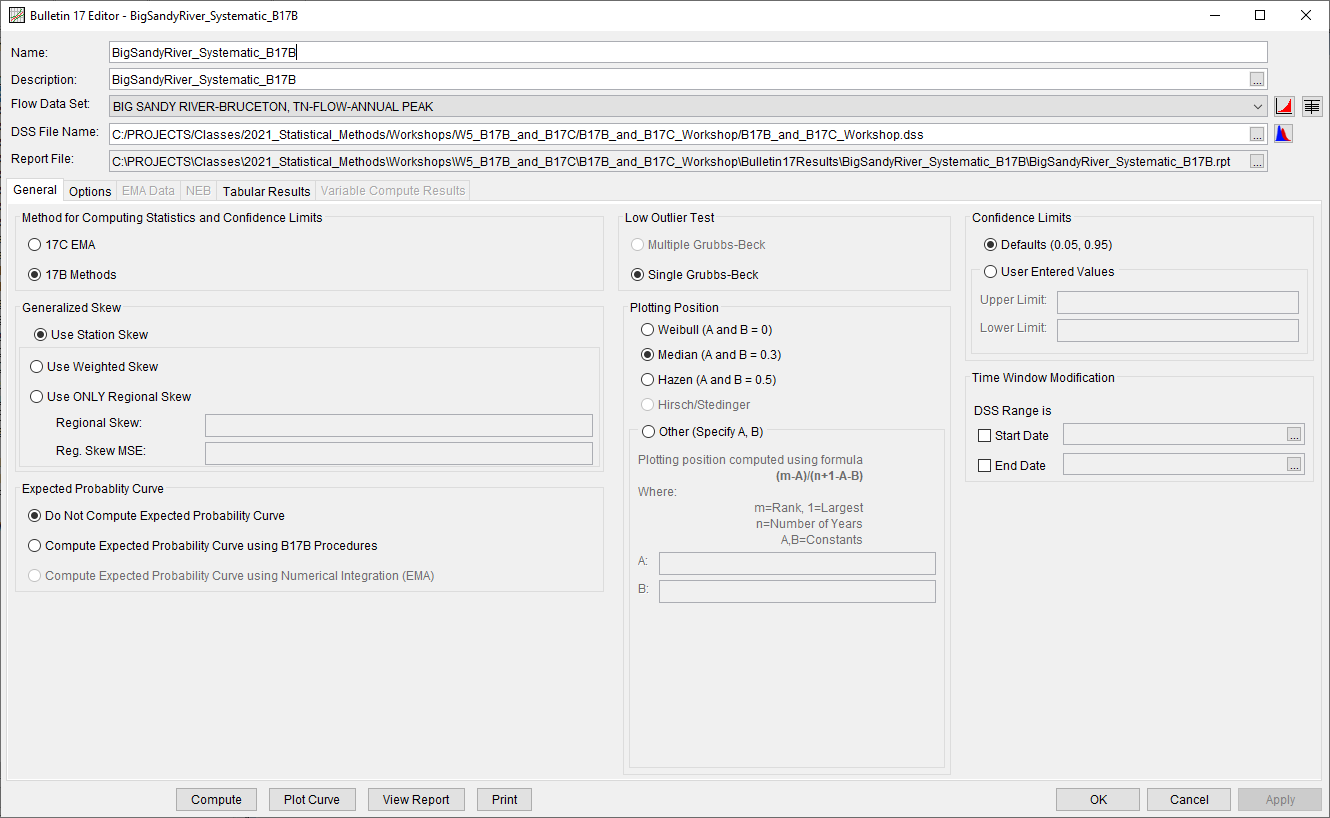 Figure 1. BigSandyRiver_Systematic_B17B General Tab